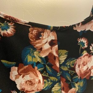 Color floral print dress slim fit knee lenth